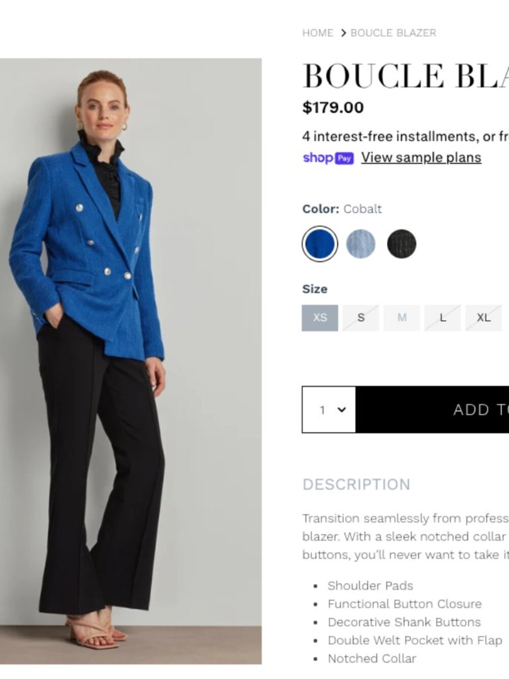 Ellen Tracy Boucle Blazer Size XL Cobalt Blue Double Breasted Womens Jacket NWT - Picture 10 of 14